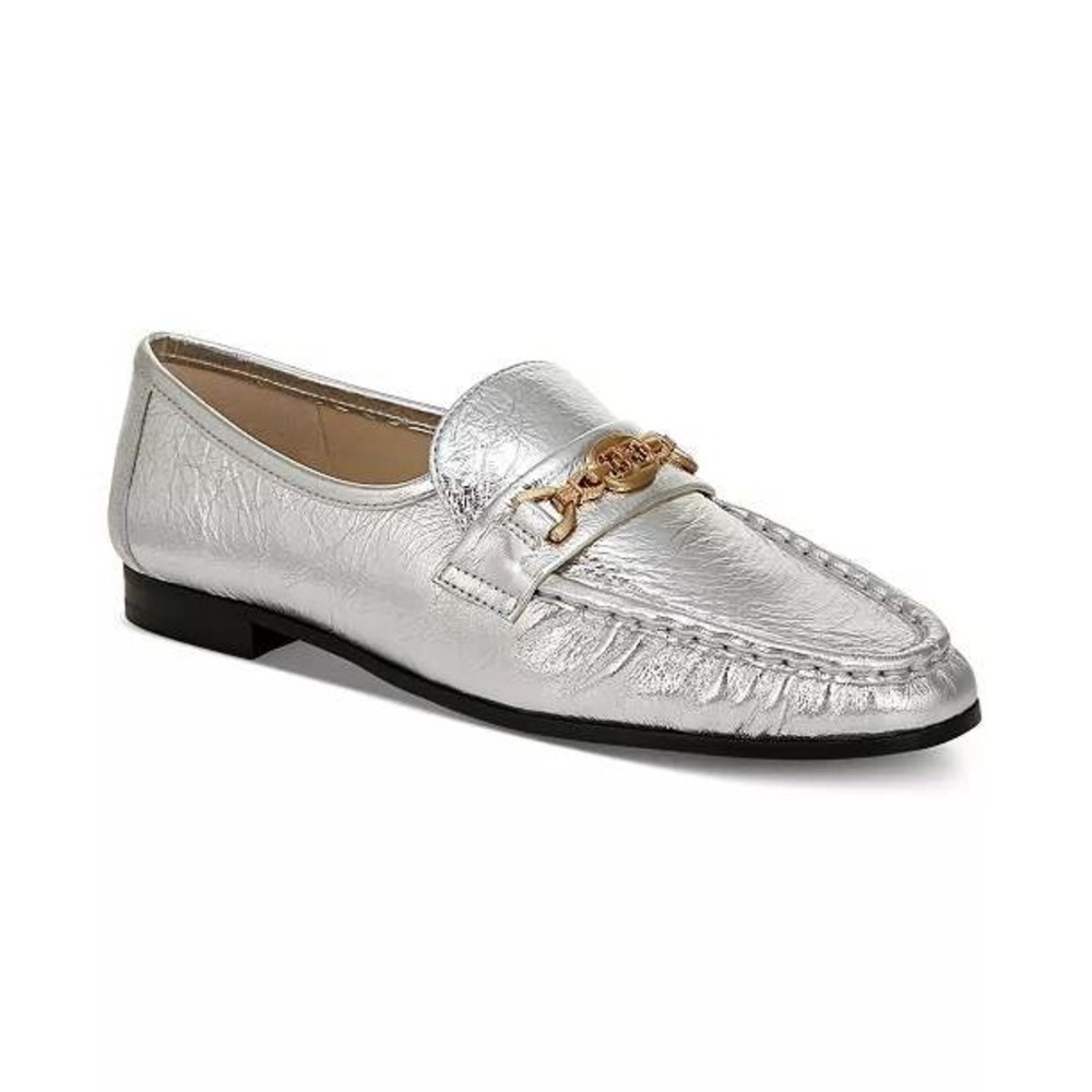 Sam Edelman Lucca Women's Soft Silver Leather Bit Loafers Moccasins 6.5 M NEW